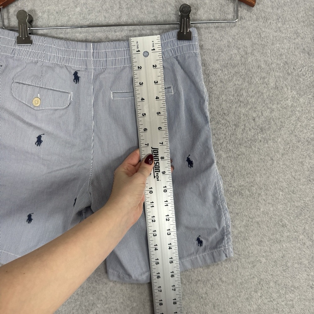 Polo Ralph Lauren Boys Seersucker Shorts Sz 14 Blue Stripe Embroidered Pony - Picture 13 of 15